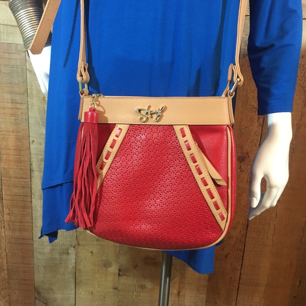 Sharif 1827 Red Leather Crossbody - image 7